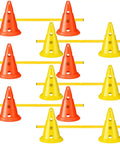 Dog Agility Hurdle Cone Set For Backyard Training Height Adjustable Obstacle Course Kit With 12 Cones And 6 Rods in orange and yellow.