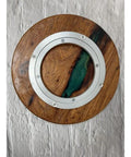 12 Inch Mesquite Wood Lazy Susan With Green Accent Go To Round Kitchen Turntable Rotating Tray For Pantry Cabinet Storage And Tabletop Organization, Solid Wooden Circular Organizer For Counters And Dining Tables