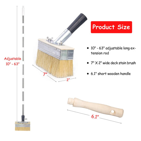 Diagram showing Do It All Adjustable Long Handle Deck Stain Brush Kit with parts and dimensions.