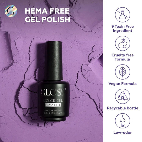 Single bottle from Six Piece Purple Gel Nail Polish Set Dope HEMA Free Lavender Lilac Violet Royal Purple And Dark Blue Soak Off UV LED Gel Kit