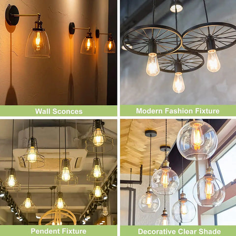 Vintage Dimmable Edison Style Led Bulbs 60W Equivalent Amber Glow ST19 E26 Socket 2700K Soft White 90 Cri 9W lighting fixtures