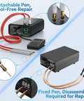 9000W Battery Spot Welder With Dual Pulse Output, Rotary Knob Dial, Foot Pedal Or Trigger Control, showing detachable pen tools