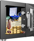 Tiny Home Safe With Electronic Keypad Lock For Cash Jewelry Passport Hidden Safe For Closet Dorm Room Black Portable Safe