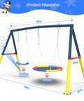 Backyard Swing Set With Stand, Heavy Duty 440lbs, Dual Swing Frame Includes 32 Inch Saucer Swing And 26.2 Inch Belt Seat For Outdoor Play