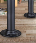 Close-up of Industrial Pipe Table Legs Four Pack For Custom Rustic Tables And Furniture Heavy Duty Farmhouse Iron Desk Legs 30 Inches With Flanges And Shelf Support Diy Ready on wood floor