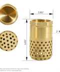 2 Inch Brass Foot Valve With Mesh Strainer And Backflow Prevention, Universal One Way Female NPT Check Valve For Irrigation And Water Pump Systems, Lead Free Brass Construction, 1 1/4 Inch NPT Thread