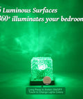 Ocean Wave Projector Light With 16 RGB Colors And Four Modes, Remote Control, glowing green cube illuminating room