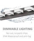 Black Sleek Dimmable LED Vanity Light With Four Lights Modern Stainless Steel And Acrylic Rotatable 360 Degree Wall Fixture