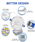 Heavy Hitter 6 Inch Slim Recessed Led Downlight With Junction Box Ic Rated Dimmable Can Light 5000k Daylight design details with J-box and LED chip.