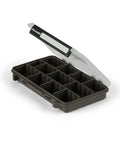 StowAway 3600 Tackle Box With Rustricor Corrosion Protection Single Latch Design Clear DuraView Lid open with dividers visible.
