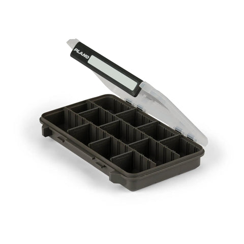 StowAway 3600 Tackle Box With Rustricor Corrosion Protection Single Latch Design Clear DuraView Lid open with dividers visible.