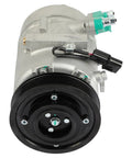 Plug And Play AC Compressor Pump For 2013 Through 2018 Hyundai Elantra Elantra GT Coupe 1.8L And 2.0L Engine, silver body, black pulley.