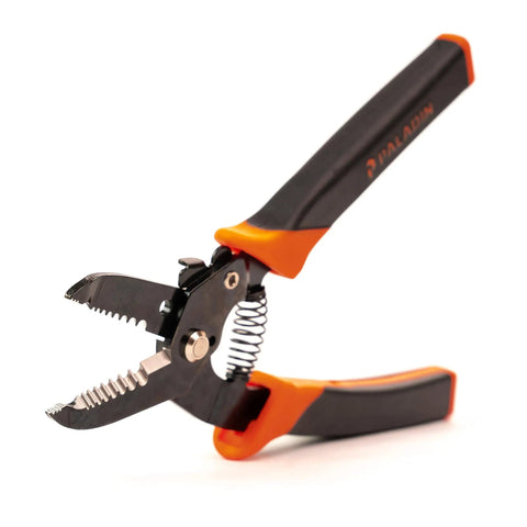 Heavy Duty Wire Stripper And Cutter For 10 To 24 AWG Solid And Stranded Wires Pro Grade Electrical Tool with orange and black grip
