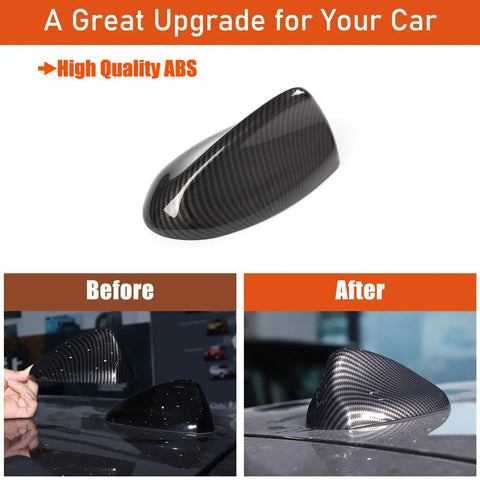 Shark Fin Antenna Cover Cap For Alfa Romeo Giulia Stelvio, Slick Carbon Fiber Pattern Exterior Car Decor, Premium ABS Material