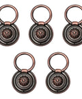 5-Piece Round Vintage Single-Hole Drawer Pulls Metal Cabinet Knobs With 47mm Ring Diameter For Wardrobe, Dresser And Kitchen Cabinets