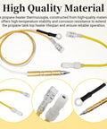 Propane tank-top heater thermocouple safety assembly with yellow hose and brass fittings, includes tip-over switch.