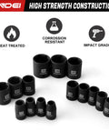 1/2 Inch Drive Impact Socket Set Metric with 16-Piece 6-Point Sockets 10-32mm CR-V Steel Black Phosphate Finish