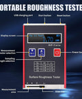 Portable Handheld Surfaces Roughness Tester with High Precision Digital Profilometer, OLED Display, front view