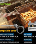 High Limit Fryer Switch Thermostat For Gas Fryers, Three Eighths Inch NPT Thread, 92mm Probe, 80cm Lead next to fries in fryer