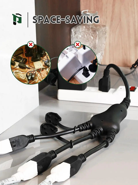 Outdoor Extension Cord With One To Three Outlet Splitter Built Tough All Weather 16 Gauge Three Conductor SJTW in use