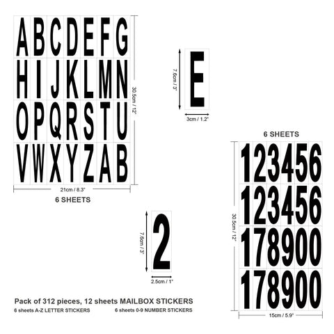 3 Inch Vinyl Self Adhesive Address Numbers And Letters For House Doors And Signs White 12 Sheets 0 To 9 And A To Z