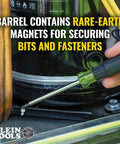 27 In 1 Precision Screwdriver Set With Onboard Storage And Rare Earth Magnet, 26 Precision Bits Plus A 3.5 Mm Nut Driver shown in use with magnet