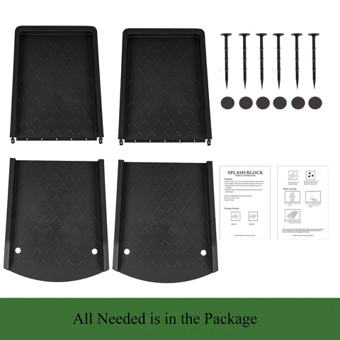 2 Pack Gutter Downspout Extensions And Splash Block Set For Rain Gutters No Fuss Easy Install Down Spout Extenders Drain Gutter Guards 24 Inch Black Splash Guards For Rainwater Drainage with assembly instructions and screws