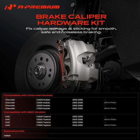 Top Pick Front Or Rear Disc Brake Hardware Kit For Chevy C4500 Kodiak C5500 C6500 C7500 2003-2006 Dual Piston Brake Clamps And Clips To Keep Your Rig Stopping Strong. silver brake caliper hardware kit with disc rotor and 60mm piston