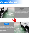 Before and after showcasing Heavy Duty EV Charger Plug Port Cover Featuring Hella Tough Weatherproof Polyester Build and magnetic snap protection.