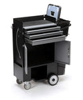 Heavy Duty Painters Utility Cart Featuring Plug And Play Setup And Five Gallon Bucket Holder Built Like A Tank For Rough Job Site Grind And Smooth Rolling with multiple drawers and storage compartments.