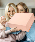 Dope Space Saving Foldable Gift Box For Clothes And Shoes With Adhesive Sticker held by smiling women