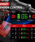 Smart tension control display for Badass Cordless Rivet Nut Gun For 18 Volt Batteries Tool Only, showing tension levels and battery status.