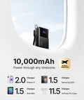 Hella Compact 10000 Mah Pocket Power Bank With Blazing 45W Fast Charging For Smartphones And Tablets on a window ledge.
