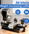 Zhrui All-Metal Mini Lathe 50mm Capacity, 20k RPM High Speed Precision Engine, all-metal body for height-increasing applications.