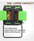Dual Chamber Compost Tumbler With 360 Degree Rotating Bin 140L Heavy Duty Outdoor Compost Bin showing double compartments