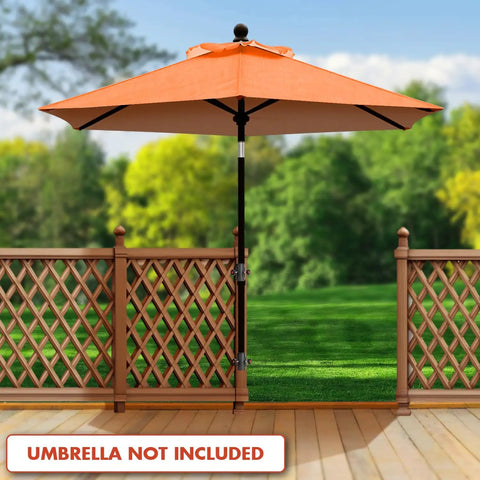 Heavy Duty Black Patio Umbrella Holder With Offset Stand And Flat Mount Bracket For Deck Rail Posts Fences And Balconies Fits Up To 2 Inch Umbrella Poles For Outdoor Use