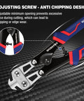 Mini Bolt Cutter 8 Inch Spring Loaded Wire Cutter Heavy Duty With Soft Anti Slip Handle, close-up on adjusting screw