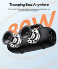 Roar 1 Portable Bluetooth Speaker With 60W Power And JIKE Bass Algorithm Delivers Deep Bass At All Volumes, showing exposed speakers