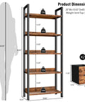 Product dimensions of Badass Heavy Duty Five Tier Bookshelf With Deep Storage Drawers, Tall Industrial Wood Metal Display Rack.