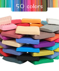50 Color Polymer Clay Set For Kids And Artists, Non Sticky Oven Bake Modeling Clay With Sculpting Tools, Rich Vivid Colors, Easy To Shape, Non Fading, Two Layer Storage Box, Perfect Gift For Crafters And DIY Enthusiasts stacked clay bars