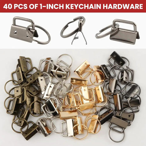 All In One Key Fob Hardware Kit With 40 Sets Of 1 Inch Fob Hardware And 8 Inch Pliers In Four Colors Includes Matching Split Rings