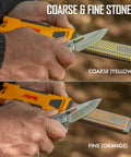 Using Two Stage Diamond Sharpener With 4 Inch Double Sided Stone For Knives Hooks And Pointed Tools Coarse And Fine Grit 