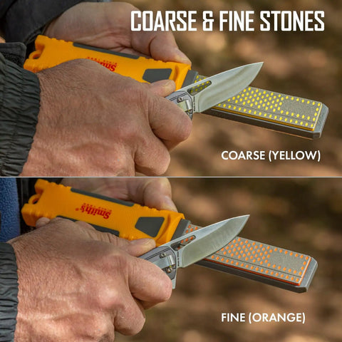 Using Two Stage Diamond Sharpener With 4 Inch Double Sided Stone For Knives Hooks And Pointed Tools Coarse And Fine Grit 