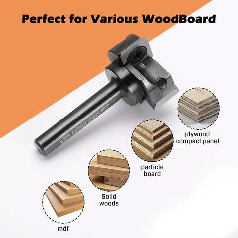 CNC Spoilboard Surfacing Router Bit With One Quarter Inch Shank And One Inch Cutting Diameter Four Flute Insert Carbide Wood Planer