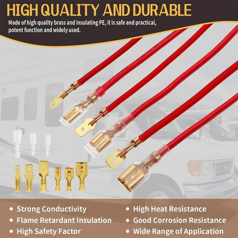 Insulated Male And Female Wire Connectors Kit 315Pcs 2.8 4.8 6.3mm crimp terminals in red with high quality brass insulation