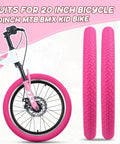 20 Inch Bike Tire Set 2 Pack 2.125 Inch Wide Folding Bead Replacement Tires With Inner Tubes For 20 Inch Bicycles MTB And BMX Magenta