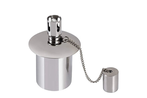 Polished Stainless Steel Table Top Tiki Torch Canister With Refillable Fuel Reservoir For Outdoor Use compact rust-resistant