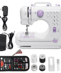 No Fuss Pocket Rocket Mini Sewing Machine With Foot Pedal And Night Light boasts built-in stitch options, accessories, and compact design.