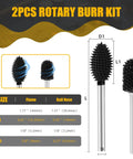 Heavy Duty Carbide Rotary Burr Set Featuring Kickass Coarse Teeth For Rapid Material Removal And Effortless Wood Carving On Foam Plastic Rubber And Dremel Compatible Rotary Hand Tools, showing flame and ball nose sizes.
