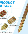 20 Pack Of 1/4-20 X 2 Heavy Duty Hanger Bolts With Snappy Hardened Driver showing detailed treads and smooth finish.